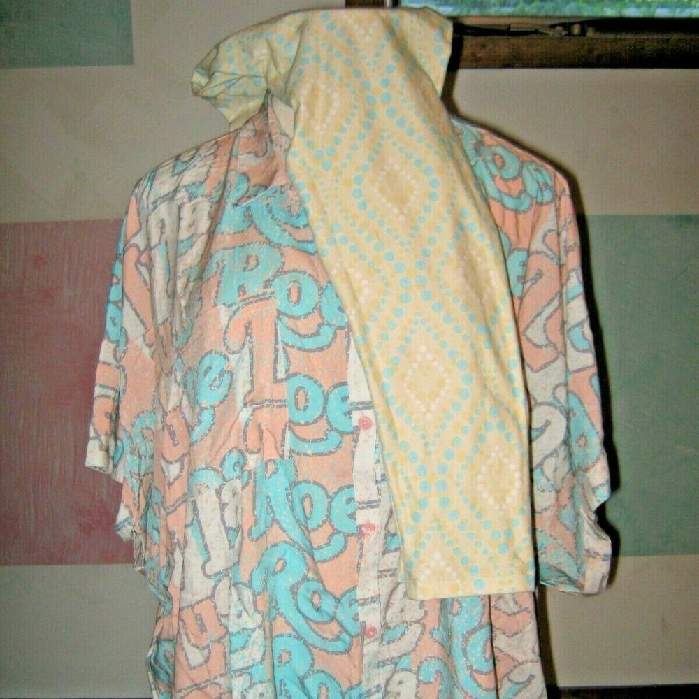 LulaRoe Pink Blue Yellow Logo Top & Legging Set 3X